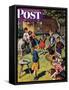 "Backyard Dog Show" Saturday Evening Post Cover, July 8, 1950-Amos Sewell-Framed Stretched Canvas