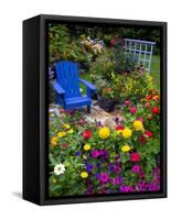 Backyard Flower Garden With Chair-Darrell Gulin-Framed Stretched Canvas