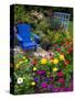 Backyard Flower Garden With Chair-Darrell Gulin-Stretched Canvas