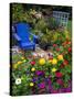 Backyard Flower Garden With Chair-Darrell Gulin-Stretched Canvas