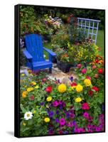 Backyard Flower Garden With Chair-Darrell Gulin-Framed Stretched Canvas