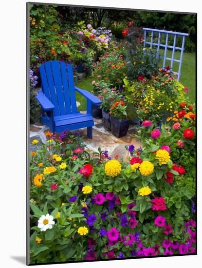 Backyard Flower Garden With Chair-Darrell Gulin-Mounted Photographic Print