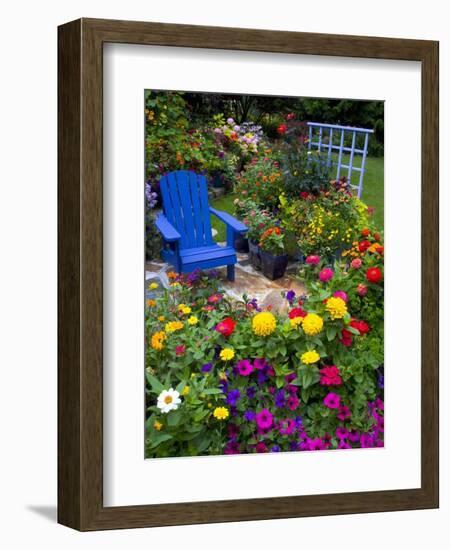 Backyard Flower Garden With Chair-Darrell Gulin-Framed Photographic Print