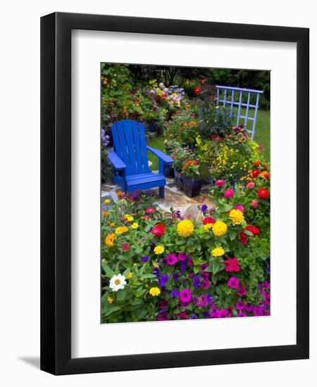 Backyard Flower Garden With Chair-Darrell Gulin-Framed Photographic Print