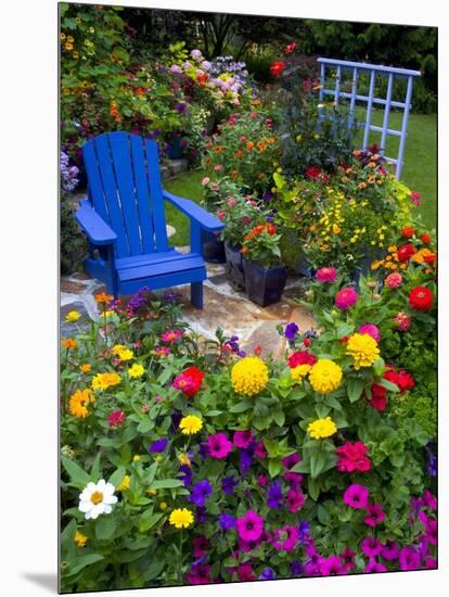 Backyard Flower Garden With Chair-Darrell Gulin-Mounted Photographic Print