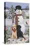 Backyard Snowman with Friends-William Vanderdasson-Stretched Canvas