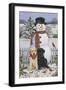 Backyard Snowman with Friends-William Vanderdasson-Framed Giclee Print