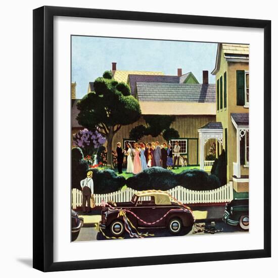 "Backyard Wedding", June 24, 1950-John Falter-Framed Giclee Print