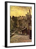 Backyards of Old Houses In Antwerp In The Snow-Vincent van Gogh-Framed Art Print