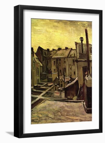 Backyards of Old Houses In Antwerp In The Snow-Vincent van Gogh-Framed Art Print