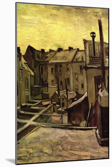 Backyards of Old Houses In Antwerp In The Snow-Vincent van Gogh-Mounted Art Print