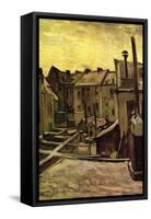 Backyards of Old Houses In Antwerp In The Snow-Vincent van Gogh-Framed Stretched Canvas