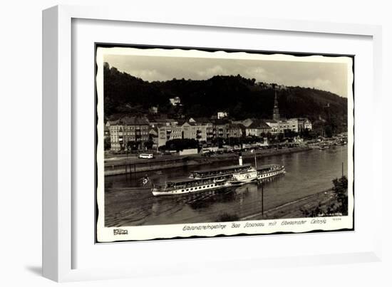 Bad Schandau, Elbe, Dampfer Leipzig, Hahn 12074-null-Framed Giclee Print