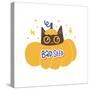 Bad Seed Lettering Text Sticker and Cozy Cat in Pumpkin. Cute Halloween Concept, T-Shirt Print, Des-Svetlana Shamshurina-Stretched Canvas