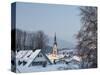 Bad Tolz Spa Town Covered By Snow at Sunrise, Bavaria, Germany-Richard Nebesky-Stretched Canvas