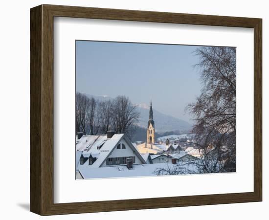 Bad Tolz Spa Town Covered By Snow at Sunrise, Bavaria, Germany-Richard Nebesky-Framed Photographic Print