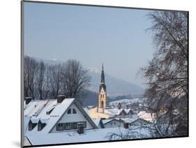 Bad Tolz Spa Town Covered By Snow at Sunrise, Bavaria, Germany-Richard Nebesky-Mounted Photographic Print