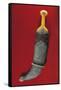 Baddihy-Style Man's Dagger, Janbiya, with Pressed Amber Hilt and Silver Sheath Inset with Coral-null-Framed Stretched Canvas