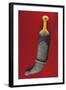 Baddihy-Style Man's Dagger, Janbiya, with Pressed Amber Hilt and Silver Sheath Inset with Coral-null-Framed Giclee Print