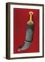 Baddihy-Style Man's Dagger, Janbiya, with Pressed Amber Hilt and Silver Sheath Inset with Coral-null-Framed Giclee Print