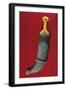 Baddihy-Style Man's Dagger, Janbiya, with Pressed Amber Hilt and Silver Sheath Inset with Coral-null-Framed Giclee Print