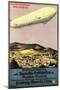 Baden-Baden, Germany - Luftschiff Zeppelin Airship over Town Poster-Lantern Press-Mounted Art Print