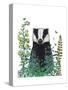 Badger In The Garden-Fab Funky-Stretched Canvas