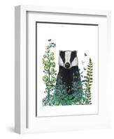 Badger In The Garden-Fab Funky-Framed Art Print