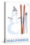 Badger Pass, California, Snowman with Skis-Lantern Press-Stretched Canvas