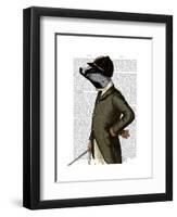 Badger the Rider Portrait-Fab Funky-Framed Art Print