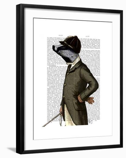 Badger the Rider Portrait-Fab Funky-Framed Art Print