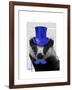 Badger with Blue Top Hat and Moustache-Fab Funky-Framed Art Print