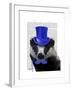 Badger with Blue Top Hat and Moustache-Fab Funky-Framed Art Print