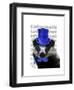 Badger with Blue Top Hat and Moustache-Fab Funky-Framed Art Print