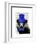 Badger with Blue Top Hat and Moustache-Fab Funky-Framed Art Print