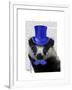 Badger with Blue Top Hat and Moustache-Fab Funky-Framed Art Print