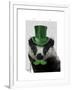 Badger with Green Top Hat and Moustache-Fab Funky-Framed Art Print