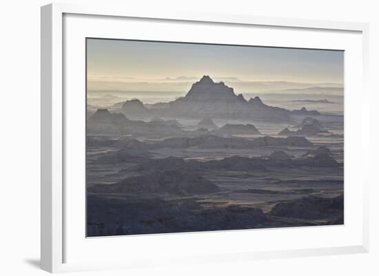 Badlands Layers on a Hazy Morning, Badlands National Park, South Dakota-James Hager-Framed Photographic Print
