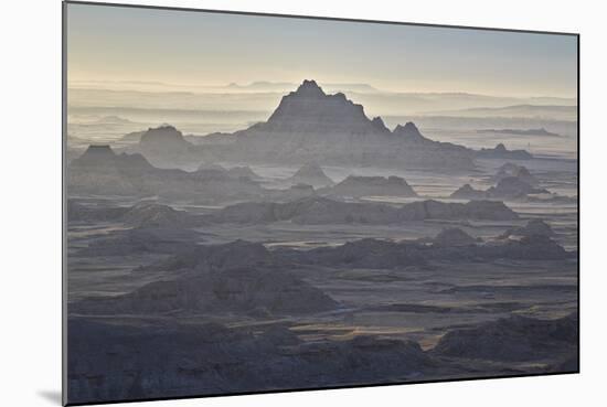 Badlands Layers on a Hazy Morning, Badlands National Park, South Dakota-James Hager-Mounted Photographic Print