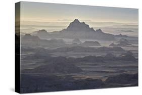 Badlands Layers on a Hazy Morning, Badlands National Park, South Dakota-James Hager-Stretched Canvas