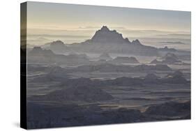 Badlands Layers on a Hazy Morning, Badlands National Park, South Dakota-James Hager-Stretched Canvas