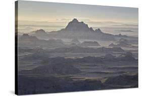 Badlands Layers on a Hazy Morning, Badlands National Park, South Dakota-James Hager-Stretched Canvas