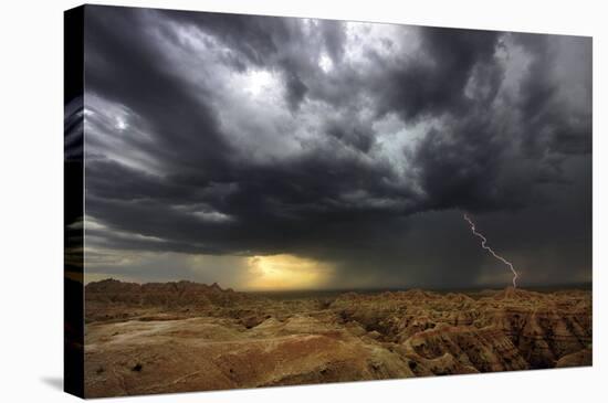 Badlands Lightning-Stephen Gassman-Stretched Canvas