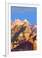 Badlands National Park, South Dakota - Bighorn Sheep-Lantern Press-Framed Art Print