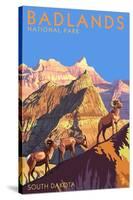 Badlands National Park, South Dakota - Bighorn Sheep-Lantern Press-Stretched Canvas