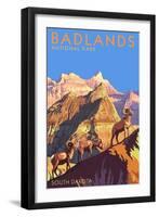 Badlands National Park, South Dakota - Bighorn Sheep-Lantern Press-Framed Art Print