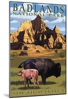 Badlands National Park, South Dakota - Bison Scene-null-Mounted Poster