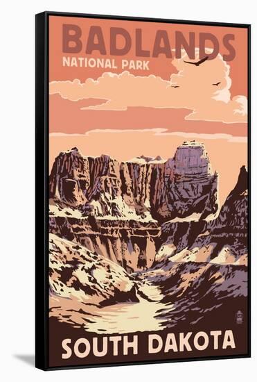 Badlands National Park, South Dakota - Castle Rock-Lantern Press-Framed Stretched Canvas