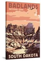 Badlands National Park, South Dakota - Castle Rock-Lantern Press-Stretched Canvas