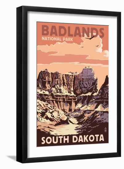 Badlands National Park, South Dakota - Castle Rock-Lantern Press-Framed Art Print